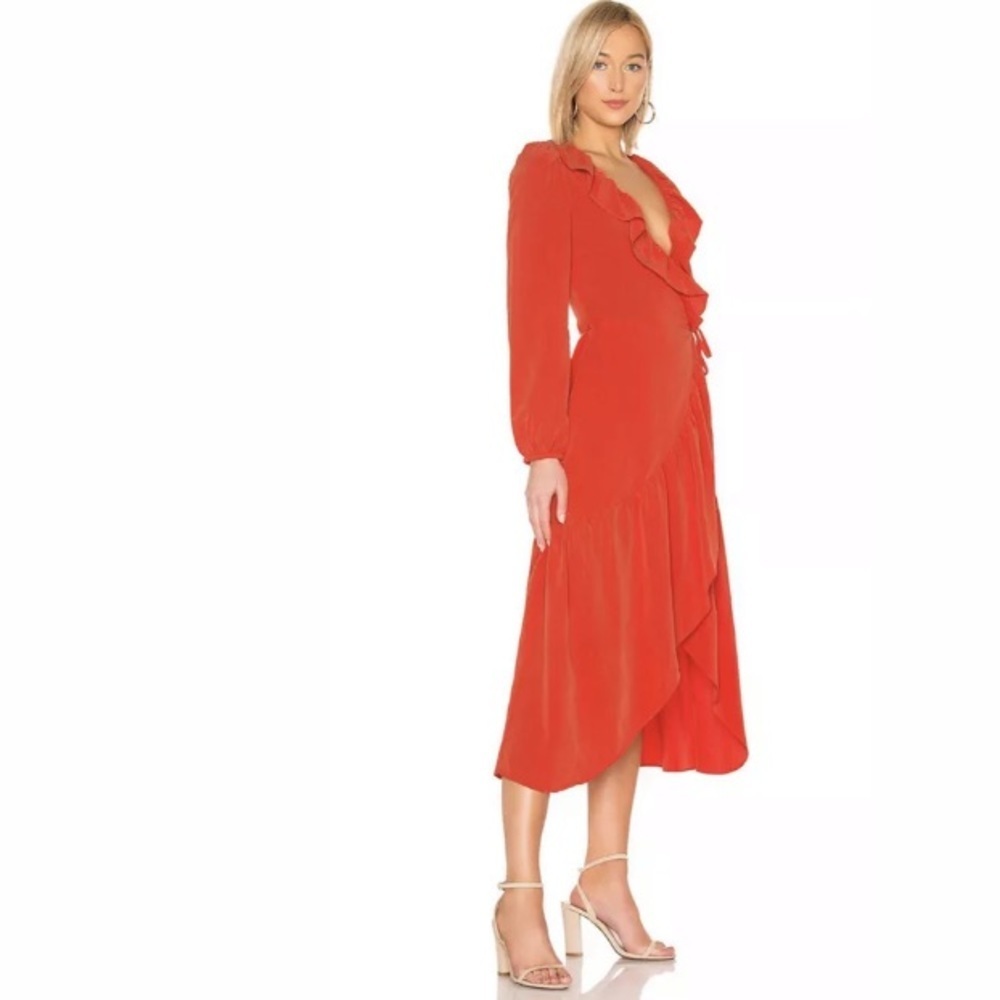 - NWT tularosa revolve wrap style midi Stevie dress XS wedding guest flirty sexy - Picture 3 of 6